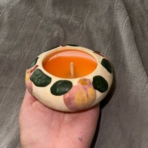 NWT Clay Decorative Candle Peach Orange Jar Unused Home Decor Accent